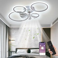 1 x RAW Customer Returns Ceiling fan with lighting, LED ceiling light with fan remote control and APP quiet, 96W dimmable ceiling lamp timer lamp with fan for bedroom, living room, dining room light, 80 x 12 cm - RRP €95.78