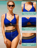 1 x RAW Customer Returns UMIPUBO Women s Bikini Tummy Control High Waist Push Up Bikini Sets Back Cross Swimsuit Big Breasts Swimwear Sexy Swimsuit Beach Bikini Blue, L  - RRP €36.99