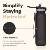 1 x RAW Customer Returns Hydracy Drinking Bottle with Straw and Time Marker - 1L Water Bottle - BPA-Free Drinking Bottle - Leak-Proof Sports Bottle - Condensation-Free for Sports and Outdoor - RRP €22.97