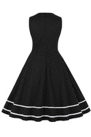 1 x RAW Customer Returns AXOE Women s Petticoat Dress Rockn Roll Evening Dress 50s Knee-Length Black White Dots Size 40, L - RRP €38.3