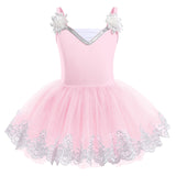 3 x Brand New Odizli ballet clothing girls children spaghetti V-neck sequins flower ballet dress dance bodysuit leotard tulle dress tutu dance dress leotard ballet suit ballerina dress pink 5-6 years - RRP €82.8