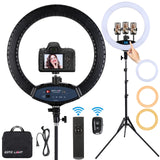 1 x RAW Customer Returns LED Ring Light with Tripod Stand Selfie Ring Light 19 LCD Display Touch Screen Dimmable Light for Makeup Studio Portrait Vlog Video Shooting with Carry Case and Remote Control CRI 97 - RRP €129.99