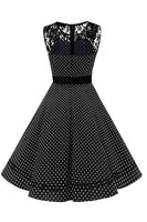 1 x RAW Customer Returns AXOE ladies vintage dress 50s rockabilly belt black with white dots, size 42, XXL - RRP €37.3