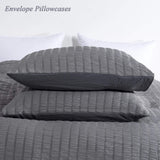 1 x RAW Customer Returns Vivilineneu Seersucker Duvet Cover Set, 3 Piece Water Washed Microfiber Bedding Set, Natural Style, with Zipper and Corners 240 x 220 cm, Dark Grey  - RRP €37.86