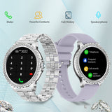 1 x RAW Customer Returns Fitonme Smartwatch Women with Telephone Function, 1.32 Inch Fitness Watch Women Round with Heart Rate Monitor Sports Modes SpO2 Sleep Monitor Waterproof Pedometer Watch Women Sports Watch Tracker for Android iOS Silver - RRP €35.4