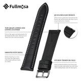 1 x RAW Customer Returns Fullmosa 12 colors watch strap 24 22 20 18 16 14mm, Axus leather strap smart watch replacement band for Samsung Galaxy Watch 42mm Huawei gt2 Garmin vivoactive 4s, black 18mm - RRP €20.08