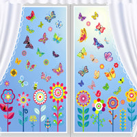 14 x Brand New 9 sheets window pictures, spring window stickers 99 pieces, self-adhesive window decoration stickers summer decoration window film, window stickers flowers butterflies window decoration for children s room party - RRP €111.86