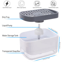 1 x RAW Customer Returns Pump Soap Dispenser with Sponge Holder 2 in 1 Refillable Manual Liquid Detergent Dispenser for Dishes Kitchen Sink 350ml - RRP €10.0