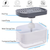 1 x RAW Customer Returns Pump Soap Dispenser with Sponge Holder 2 in 1 Refillable Manual Liquid Detergent Dispenser for Dishes Kitchen Sink 350ml - RRP €10.0