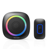 1 x RAW Customer Returns TECKNET wireless doorbell, wireless doorbell battery operated with RGB light, 60 melodies, IP66 waterproof outdoor doorbell set, 400m wireless range doorbell kit with 4.5 years lifespan - RRP €13.82