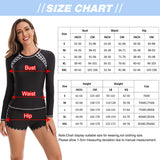 1 x Brand New Rash Guard Set Damen Fashion Gepolsterter Boyshort Wassersport Badeanzug Swimsuit Sun Protection Badeanz ge UV-Schutz Lang rmelig Rash Guard Set schwarz - RRP €40.33