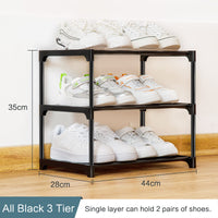 1 x RAW Customer Returns OLYREO 3-Tier Shoe Rack, Small Shoe Rack, Metal Shoe Storage, Slim Stackable Small Footwear Storage for Hallway, No Tools Required - RRP €21.62