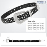 1 x RAW Customer Returns WERFORU Rhinestone Studded Belt for Men Women, Western Leather Belt for Cowgirl Cowboy Vintage Bling Belt for Pants Dress - RRP €21.17