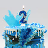 1 x RAW Customer Returns Birthday Candles Blue Glittering Number Candles, Cake Decoration for Birthday, Party, Wedding Anniversary - Number 1 - RRP €20.4