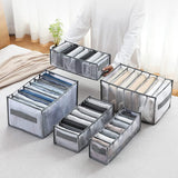 1 x RAW Customer Returns Drawer organizer for T-shirt with handle storage boxes drawers bra organizer storage box washable foldable folding box fabric box for pants, T-shirt, leggings gray, 9 compartments, for T-shirt with handle  - RRP €20.4