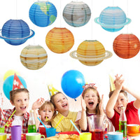 1 x RAW Customer Returns 8PCS Paper Lanterns Planets Celestial Body Lanterns Lampshade Solar System Lantern Decoration for Children Theme Birthday Party Christening Room Decoration Hanging Decorations 30x30cm  - RRP €17.29