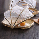 1 x RAW Customer Returns SZETOSY Bamboo Tent Basket - Food Serving Basket, Mesh Basket, Handwoven, Picnic Food Cover, Outdoor, Insect and Dust Protection, for Fruit, Vegetable, Bread, Bamboo, Style 1, 34x29CM - RRP €20.12