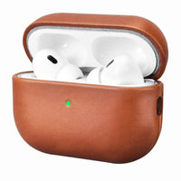 1 x RAW Customer Returns Leather Case for AirPods Pro 2 2022, ICARERFAMILY Premium Genuine Leather Shockproof Protective Case for Apple AirPods Pro 2 Headphone Case LED Visible Support Wireless Charger Brown - RRP €22.21