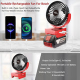 1 x RAW Customer Returns Portable Cordless Fan for Bosch 18V GBA Battery, Brushless Motor Cordless Fan with USB A C Quick Charge for Camping, Workshop and Construction Site No Battery  - RRP €31.25