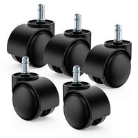 1 x RAW Customer Returns Set of 5 office chair castors 11 mm x 22 mm pins - hard floor 50 mm castors up to 100 kg - abrasion-resistant swivel chair castors - universal chair castors - black wheels for office chairs black - RRP €14.75