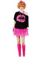 1 x RAW Customer Returns Blulu 80s Costume Accessories for Women Set, T-Shirt Lip Print Adult Tutu Skirt Lace Headband Neon Earrings Necklace Leg Warmers Mesh Gloves Bracelet Rose Red, XXL  - RRP €36.19