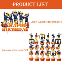 5 x Brand New Fireman Sam Cupcake Topper, PIIMNT Sam Fireman Muffin Decoration, 25 Pieces Fireman Cake Decoration, For Decorating Birthday Cakes - RRP €40.25