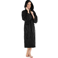 1 x RAW Customer Returns CelinaTex S-XXXL bathrobe hood plain long patch pockets women men unisex warm terry cotton OEKO-TEX Montana - RRP €40.01