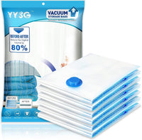 1 x Brand New YYSG Vacuum Bags 6 Pack 60x40cm, Vacuum Bags for Clothes, 80 More Storage Space, Reusable Travel Space Saving, Vacuum Storage Bags for Clothes Duvets Bedding Pillows Blankets - RRP €20.4