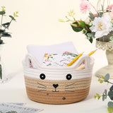 1 x RAW Customer Returns Zopeal Cat Basket Braided Storage Basket Organizer with Ears Cute Decorative Pet Toy Basket Cat Dog Cotton Rope Basket for Gift White Khaki Brown, 8.3 x 4.7 inches  - RRP €17.14