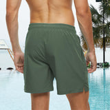 1 x RAW Customer Returns Arcweg Swimming Trunks for Men with Compression Liner 2 in 1 Breathable Swimming Shorts Men Elastic Training Shorts Adjustable Drawstring with Zip Pockets Military Green M - RRP €24.99