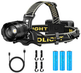 1 x RAW Customer Returns ASORT LED Headlamp Rechargeable, Super Bright Headlamp Continuously Dimmable with 6 Modes, 6000 mAh Large Capacity BATTERY, Waterproof, with Gesture Sensor, Perfect for Work, Outdoor, Camping, Fishing - RRP €28.22