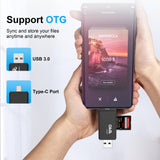 1 x RAW Customer Returns Gibot 3.0 USB Type C card reader, SD Micro SD card reader memory card reader with Micro USB OTG, USB 3.0 adapter for Samsung, Huawei, Android smartphone, MacBook and PC laptop - RRP €10.99