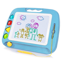 1 x RAW Customer Returns SGILE Large Magnetic Painting Board Magic Board, 42x32cm Drawing Board Magic Painting Board with 4 Shape Stamps for Children from 3 Years Gift, Light Blue - RRP €24.99