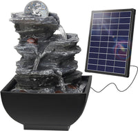 1 x RAW Customer Returns Biling Solar Garden Fountain Solar Fountain for Garden Fountain, 5.5W 3000mAh Battery Solar Powered 3-Tier Rock Waterfall Fountain, Rotating Ball Rocks Freestanding Cascade Fountains - RRP €40.33