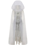 1 x RAW Customer Returns IKALI Women s Chain Bride Costume Deluxe Halloween Fancy Dress Outfit Ghost Grave Bride with Hood Mesh Cape Chain Long Dress L - RRP €39.31