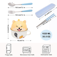 1 x RAW Customer Returns Puppy Ramen Bowl with Lid, Cute Cartoon Salad Bowl Soup Bowl with Handle, 700ml Ceramic Instant Noodle, Large Spaghetti Bowl with Chopsticks Spoon and Fork for Kids Gift - RRP €27.22