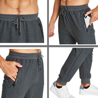 1 x RAW Customer Returns JustSun jogging pants men s training pants men s sports pants men s long cotton fitness leisure pants men s zipper pockets dark grey XL - RRP €32.99