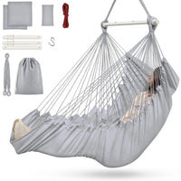 1 x RAW Customer Returns Hanging chair for outdoor indoor, hanging swing hanging chair outdoor for children adults up to 200kg, hanging seat with 3 cushions and extended footrest gray - RRP €51.99