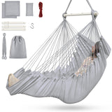 1 x RAW Customer Returns Hanging chair for outdoor indoor, hanging swing hanging chair outdoor for children adults up to 200kg, hanging seat with 3 cushions and extended footrest gray - RRP €51.99