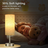 1 x RAW Customer Returns Kakanuo bedside lamp touch dimmable, table lamp with charging function, USB A C ports, LED bulb, white linen lampshade, metal base, small lamp for bedroom, living room, baby room, office - RRP €27.22