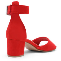 1 x RAW Customer Returns DREAM PAIRS Women s Dress Sandal with Wide Heel Classic Round Toe Heeled Shoes with Buckles and Straps Summer Red Suede SDHS2233W-E Size 41 EUR  - RRP €22.52