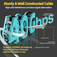 1 x RAW Customer Returns Cat 8 LAN cable 12m high-speed 40Gbits Internet network cable 12 meters flat RJ45 2000MHz shielding Ethernet cable, WiFi cable 12m Gigabit patch cable for modem router switch - RRP €19.87