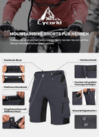 1 x RAW Customer Returns Cycorld MTB Pants Men s Cycling Pants, Quick-drying MTB Shorts Men s Mountain Bike Pants Baggy Bike Shorts, Breathable Cycling Pants with Adjustable Velcro Fasteners Dark Grey Pad, M  - RRP €51.92