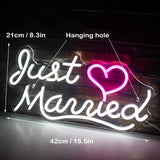 1 x RAW Customer Returns SIGNSHIP Just Married Neon Sign White Pink LED Marry Neon Light for Wall Decoration USB Powered Light Sign for Bedroom Wedding Party Engagement Valentine s Day Decoration - RRP €38.6