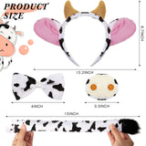 1 x RAW Customer Returns Aoriher 4 Pieces Cow Costume Set Ears Horns Headband Cow Nose Bow Tie and Tail Cow Dress Costume Set Accessories for Kids Halloween Carnival World Book Day Cosplay - RRP €14.0