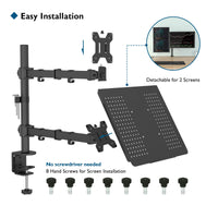 1 x RAW Customer Returns BONTEC monitor holder with laptop arm for 13-32 inch LCD LED screen up to 15.6 inch notebook, tiltable, rotatable, monitor laptop holder desk with clamp, VESA 75x75-100x100mm - RRP €47.48