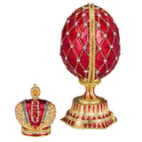 1 x RAW Customer Returns danila-souvenirs Faberg style egg jewelry box with imperial crown 12 cm red - RRP €67.95