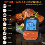 1 x RAW Customer Returns Grill thermometer, core temperature meter, roasting thermometer, digital meat thermometer, wireless with timer, 2 probes, LCD display, meat thermometer for steak, oven, garden, BBQ, grill accessories orange  - RRP €29.23