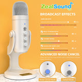 1 x RAW Customer Returns zealsound USB microphone, k66 pearl white condenser microphone for PC mobile phone, PS4 PS5, microphone PC USB C for gaming, podcast, recording, streaming, with mute gain echo, compatible with Mac, Windows - RRP €43.24