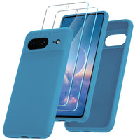 52 x Brand New YENAPOON for Google Pixel 8 Case with 2 Tempered Glass Screen Protectors, Soft Shockproof Liquid Silicone Case, Navy Blue - RRP €600.08